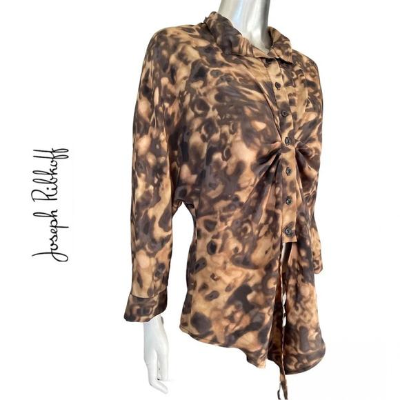 Joseph Ribkoff Leopard Print Long Sleeve
Blouse Tie Front Brown Black Size 8 - Picture 4 of 6